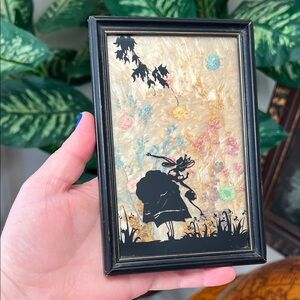 Vintage Mary Fisher Milkweed Dried Flower Reverse Painted Silhouette Wall Art